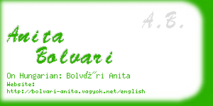 anita bolvari business card